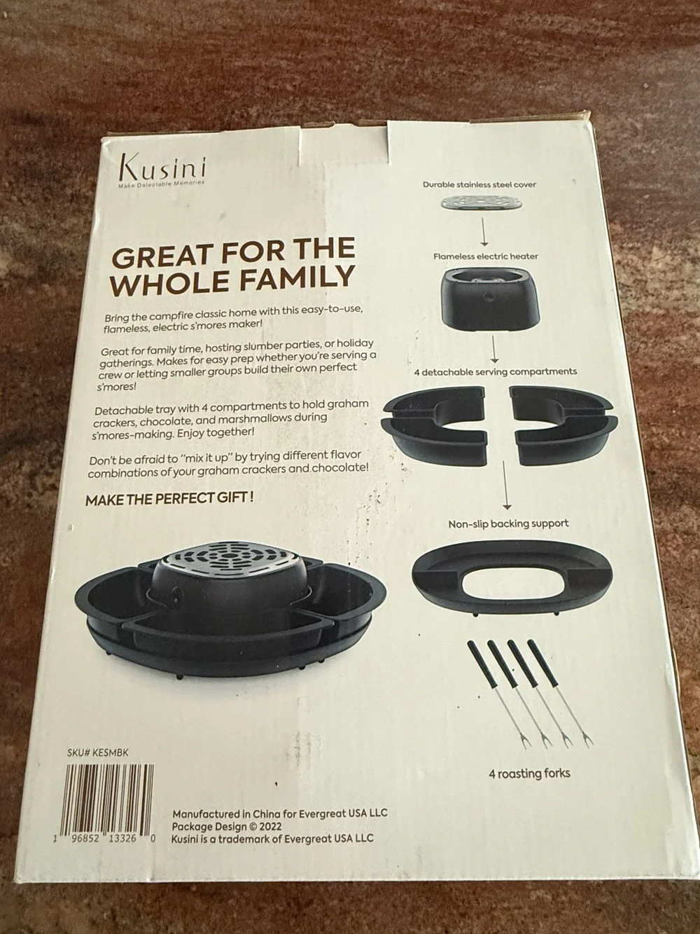 Kusini Black Electric S'mores Maker - Indoor S'mores Party Set